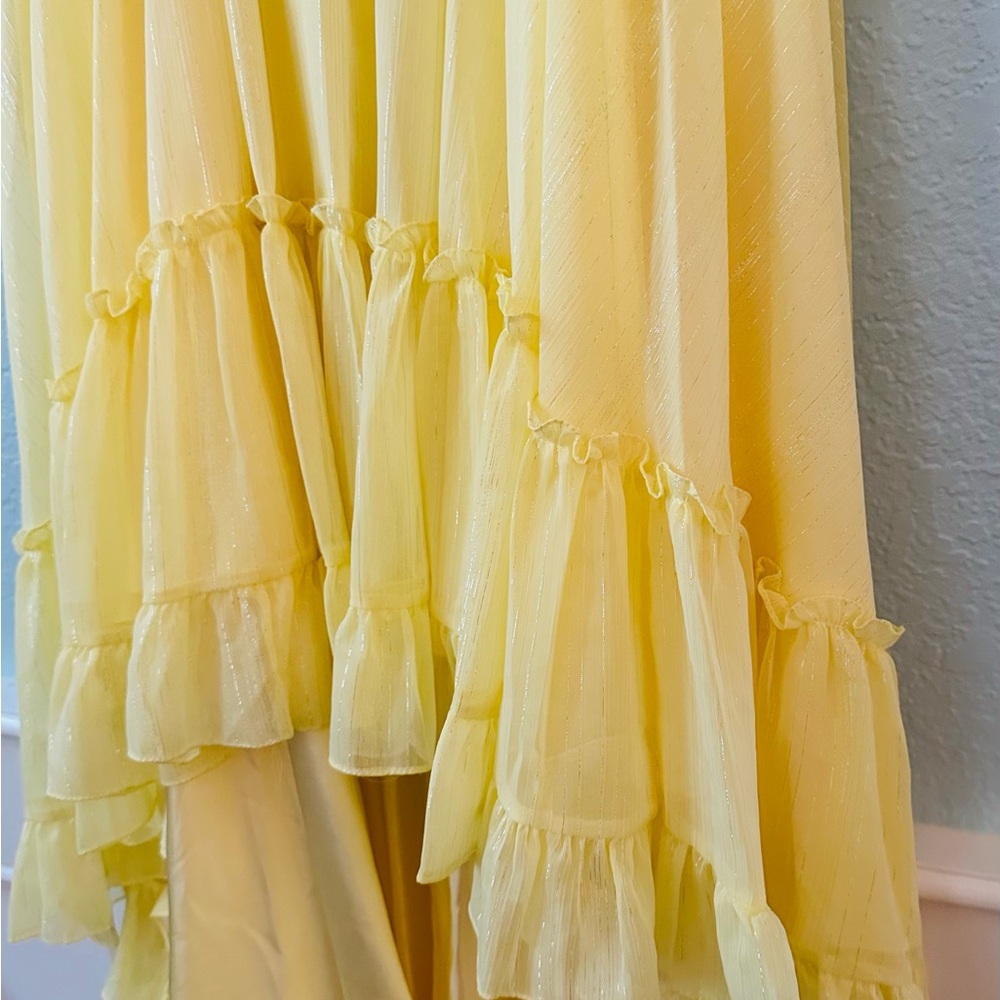 Mac Duggal Lemon Gown with Sparkling Accents - Picture 6 of 11